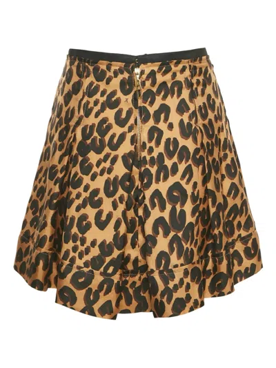 Pre-owned Louis Vuitton Pleated Animal-print Mini Skirt In Brown