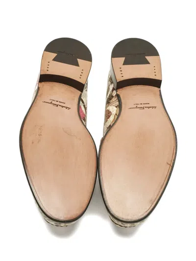 Pre-owned Ferragamo Printed Bit Loafer In Brown