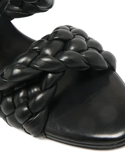 Pre-owned Bottega Veneta Curve Intrecciato Leather Slides Sandals In Black