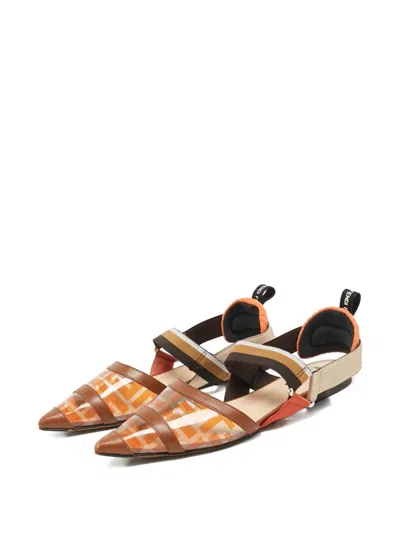 Pre-owned Fendi Colibri Leather Ballet Flat In Orange