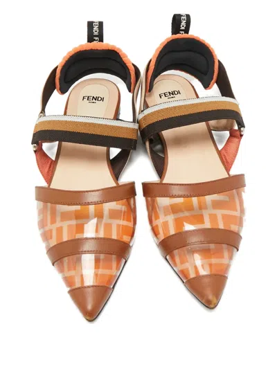 Pre-owned Fendi Colibri Leather Ballet Flat In Orange