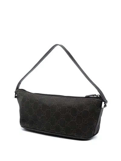 Pre-owned Gucci 2000-2015 Gg Denim Boat Shoulder Bag In Brown