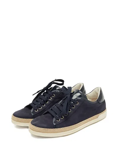 Pre-owned Tod's Nubuck Leather Lace-up Sneakers In Blue