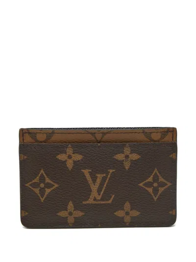 Pre-owned Louis Vuitton Canvas Monogram Card Holder In Brown