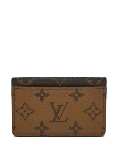 Pre-owned Louis Vuitton Canvas Monogram Card Holder In Brown