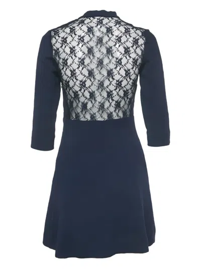 Pre-owned Sandro Jovane Lace Tie Mini Dress In Blue