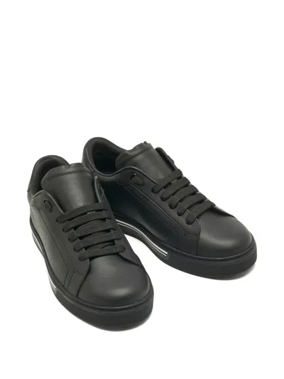 Pre-owned Dolce & Gabbana Roma Leather Sneakers In Black