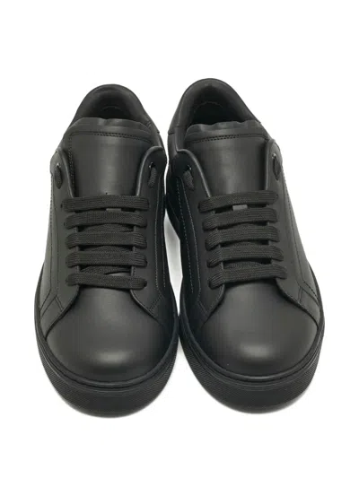 Pre-owned Dolce & Gabbana Roma Leather Sneakers In Black