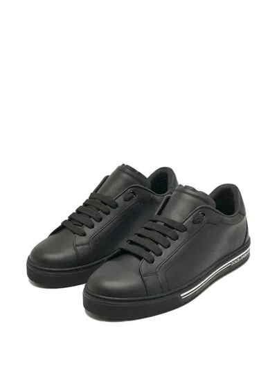 Pre-owned Dolce & Gabbana Roma Leather Sneakers In Black