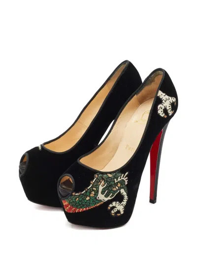 Pre-owned Christian Louboutin Highness Velvet Pumps In Black