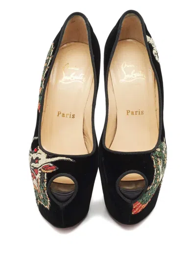 Pre-owned Christian Louboutin Highness Velvet Pumps In Black