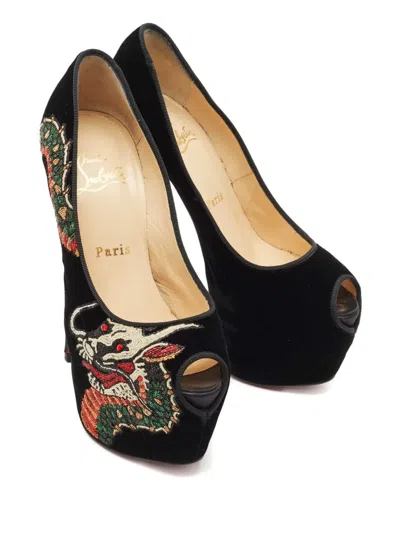 Pre-owned Christian Louboutin Highness Velvet Pumps In Black