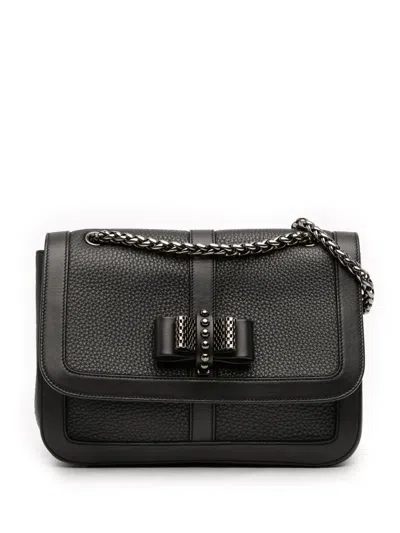 Pre-owned Christian Louboutin 2010-2025 Small Leather Sweet Charity Crossbody Bag In Black