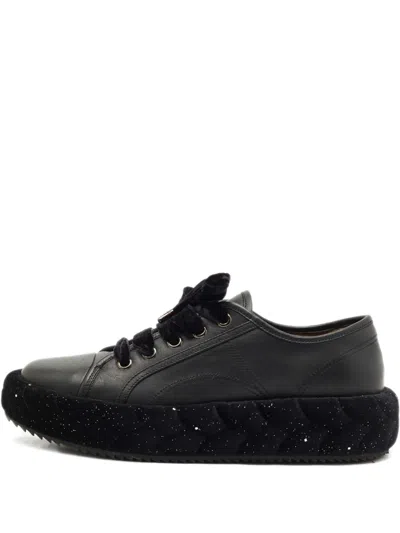 Pre-owned Marco De Vincenzo Platform Leather Sneakers In Black