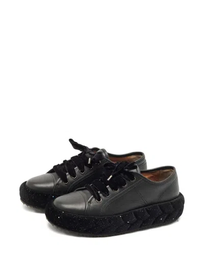 Pre-owned Marco De Vincenzo Platform Leather Sneakers In Black