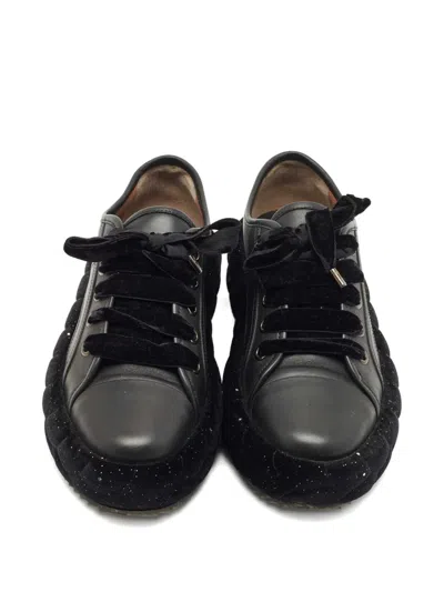 Pre-owned Marco De Vincenzo Platform Leather Sneakers In Black