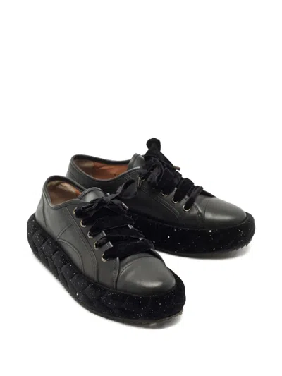 Pre-owned Marco De Vincenzo Platform Leather Sneakers In Black