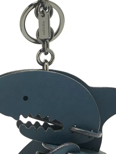 Pre-owned Coach Sharky Leather Bag Charm In Blue
