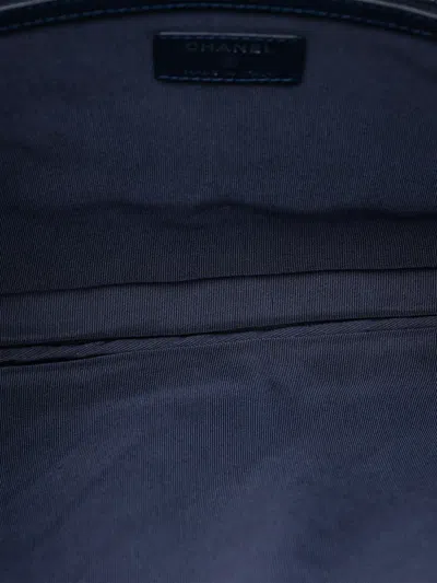 Pre-owned Chanel 2017-2018 Large Quilted Caviar O Case Clutch Bag In Blue