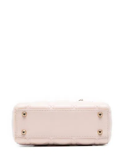 Pre-owned Dior 2016 Mini Lambskin Cannage Lady  Satchel In Pink