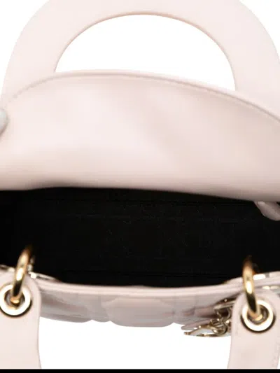 Pre-owned Dior 2016 Mini Lambskin Cannage Lady  Satchel In Pink