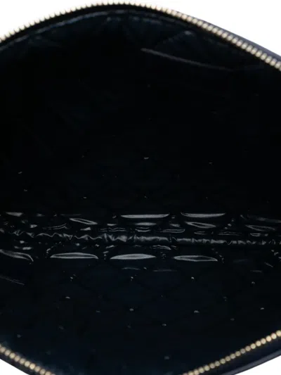 Pre-owned Chanel 2016-2017 Medium Quilted Lambskin Double Stitch Tassel O Case Clutch Bag In Blue