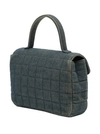 Pre-owned Chanel 2000-2002 Reissue 2.55 Chocolate Bar Denim Top Handle Flap Handbag In Blue