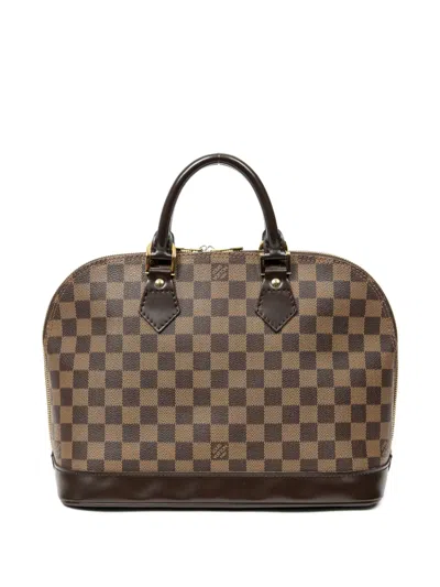 Pre-owned Louis Vuitton 2003 Alma Pm Check Tote Bag In Brown