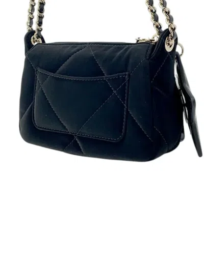 Pre-owned Chanel 2025 Coco Neige Velvet Effect Nylon Clutch With Chain Crossbody Bag In Black