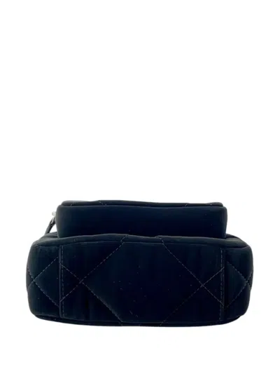 Pre-owned Chanel 2025 Coco Neige Velvet Effect Nylon Clutch With Chain Crossbody Bag In Black