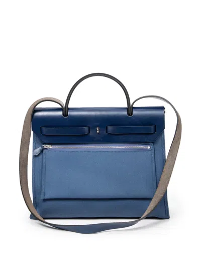 Pre-owned Hermes Herbag Zip Pm Tote Bag In Blue