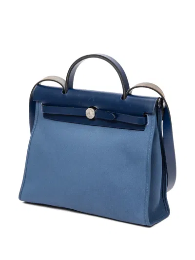 Pre-owned Hermes Herbag Zip Pm Tote Bag In Blue
