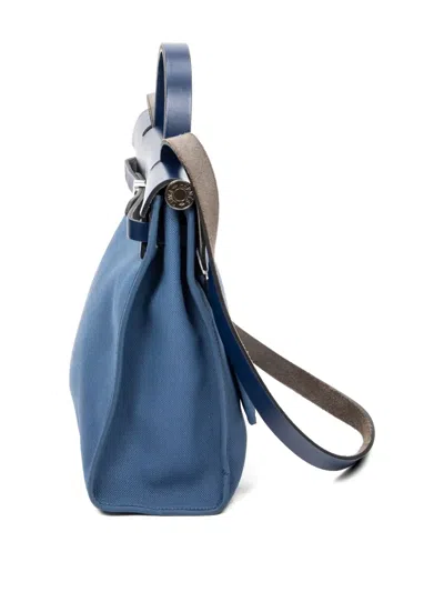 Pre-owned Hermes Herbag Zip Pm Tote Bag In Blue