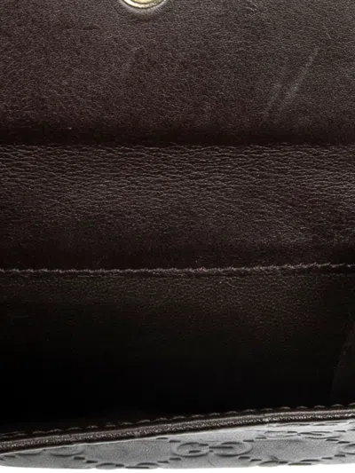 Pre-owned Gucci Embossed Flap Wallet In Brown
