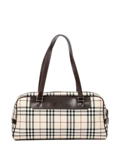 Pre-owned Burberry 2000 House Check Tote Bag In Neutral