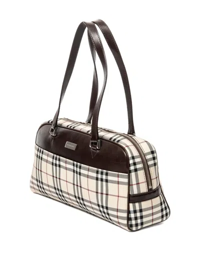 Pre-owned Burberry 2000 House Check Tote Bag In Neutral
