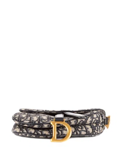 Pre-owned Dior Monogram Saddle Shoulder Bag In Blue