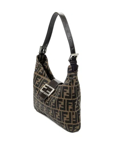Pre-owned Fendi Logo-buckle Shoulder Bag In Brown