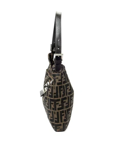 Pre-owned Fendi Logo-buckle Shoulder Bag In Brown