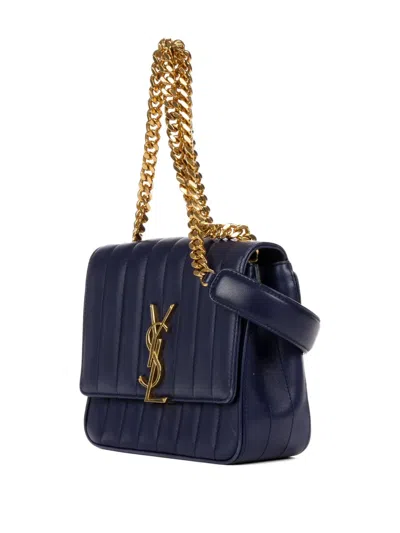 Pre-owned Saint Laurent 2020 Vicky Shoulder Bag In Blue