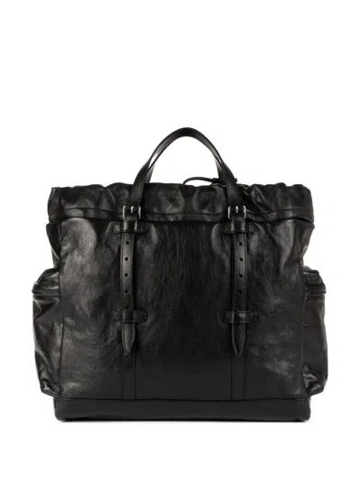 Pre-owned Gucci Weekender Buckle Logo-plaque Tote Bag In Black