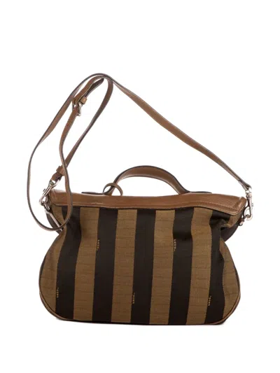 Pre-owned Fendi Striped Shoulder Bag In Brown