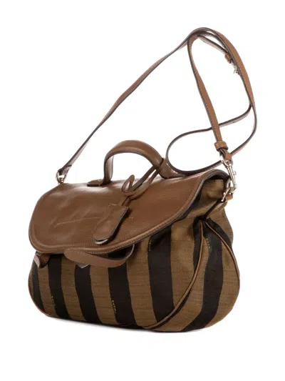 Pre-owned Fendi Striped Shoulder Bag In Brown