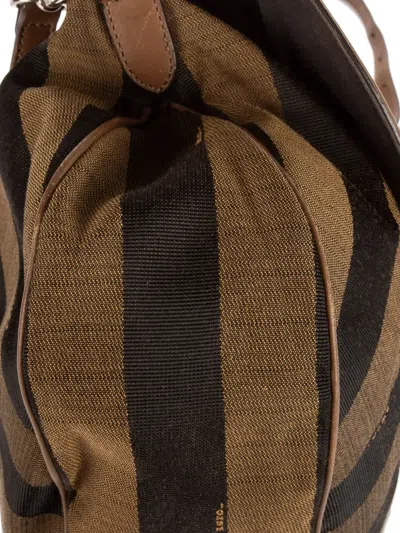 Pre-owned Fendi Striped Shoulder Bag In Brown