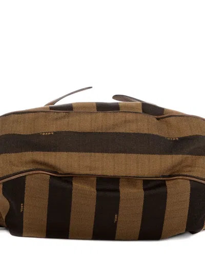 Pre-owned Fendi Striped Shoulder Bag In Brown