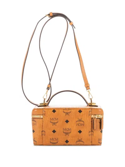 Pre-owned Mcm Logo-print Top-handle Bag In Brown