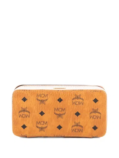 Pre-owned Mcm Logo-print Top-handle Bag In Brown