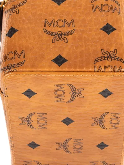Pre-owned Mcm Logo-print Top-handle Bag In Brown