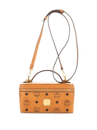 Pre-owned Mcm Logo-print Top-handle Bag In Brown