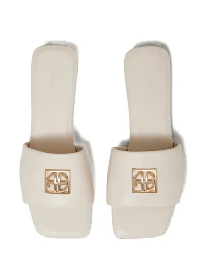 Anine Bing Square-toe Logo Leather Sandals In Multi
